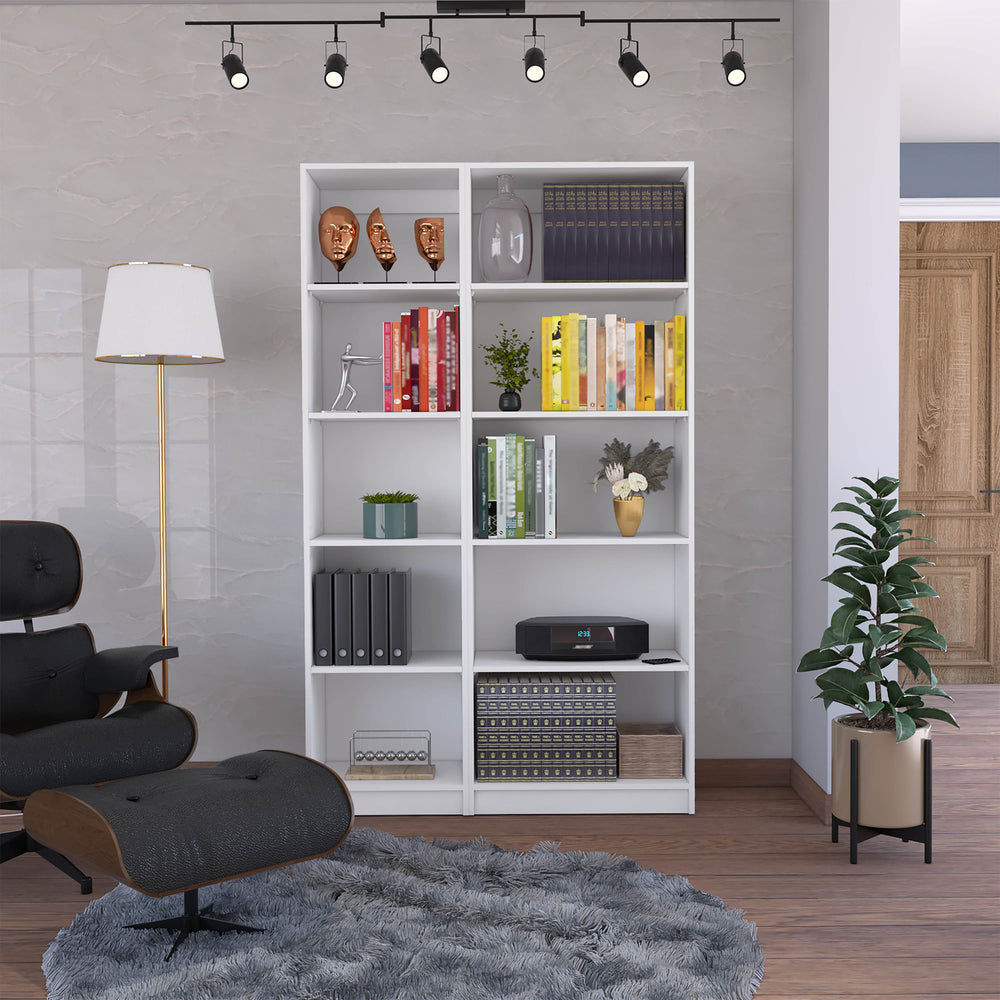English Elm Idalia 2 Piece Living Room Set with Two White Bookcases, Modern Slim Design, Durable Particleboard Storage (96) B092S00185