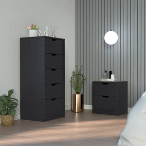 English Elm Raymer 2 Piece Bedroom Set, Nightstand + Dresser, Black