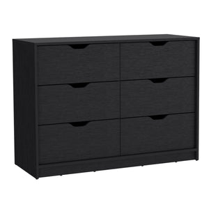 English Elm Bennett Black 2-Piece Bedroom Set with 6-Drawer Dresser & 2-Drawer Nightstand – Sleek Storage Solution B092S00192