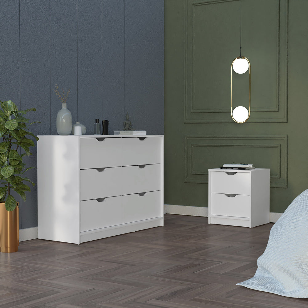 English Elm Bennett White 2-Piece Bedroom Set with Dresser & Nightstand, Smooth-Glide Drawers, Elegant Storage B092S00191