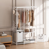 Hearth and Haven Portable Wardrobe Clothes Rack, Freestanding Clothing Rack with Bottom Mesh Storage Rack, Multi-Functional Bedroom Clothing Rack with Premium Oxford Cloth Storage Bag, White W757134232