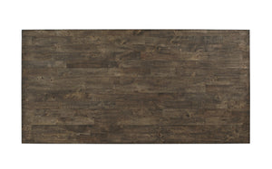 English Elm 1pc Light Brown Trestle Dining Table 78.7" x 39.4" Industrial Curved Metal Accents Sturdy Centerpiece B011P206741