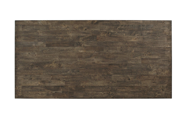 English Elm 1pc Light Brown Trestle Dining Table 78.7" x 39.4" Industrial Curved Metal Accents Sturdy Centerpiece B011P206741