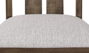 English Elm 2pc Brown Oak Slat Back Dining Chairs with Gray Upholstered Seats, Rustic Farmhouse Comfort, Standard Height, Wooden Set B011P147700