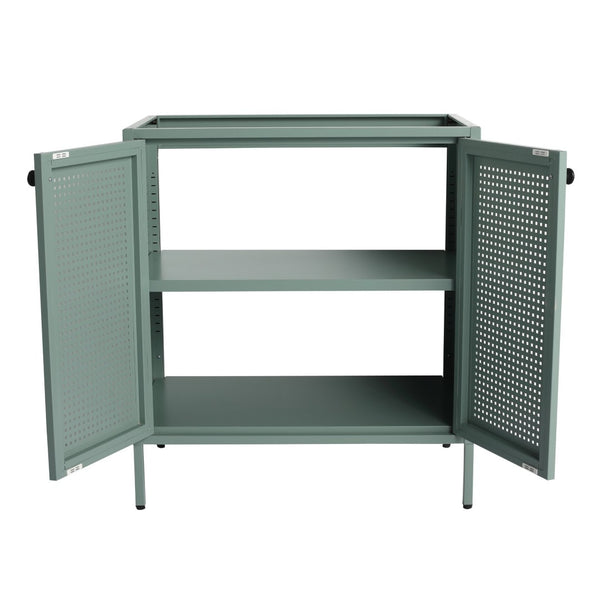 English Elm 30 Inch Steel Freestanding Bathroom Vanity Base with Perforated Doors Industrial Style W999P146149