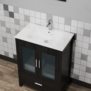 English Elm Goodyo 24" Ceramic Drop-In Bathroom Sink for Vanities, White Glazed Finish with Pop-Up Drain D16386635