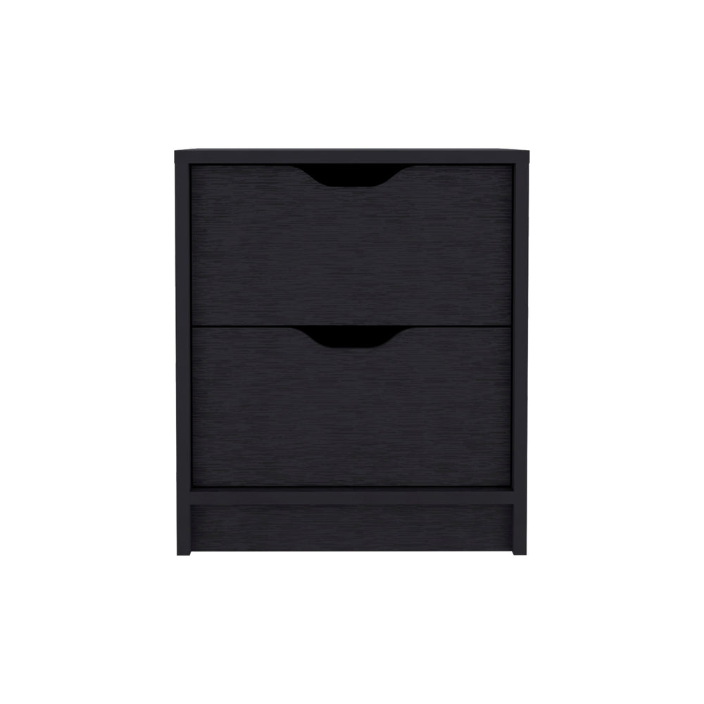 English Elm Bennett Black 2-Piece Bedroom Set with 6-Drawer Dresser & 2-Drawer Nightstand – Sleek Storage Solution B092S00192
