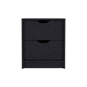 English Elm Bennett Black 2-Piece Bedroom Set with 6-Drawer Dresser & 2-Drawer Nightstand – Sleek Storage Solution B092S00192