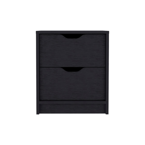 English Elm Bennett Black 2-Piece Bedroom Set with 6-Drawer Dresser & 2-Drawer Nightstand – Sleek Storage Solution B092S00192