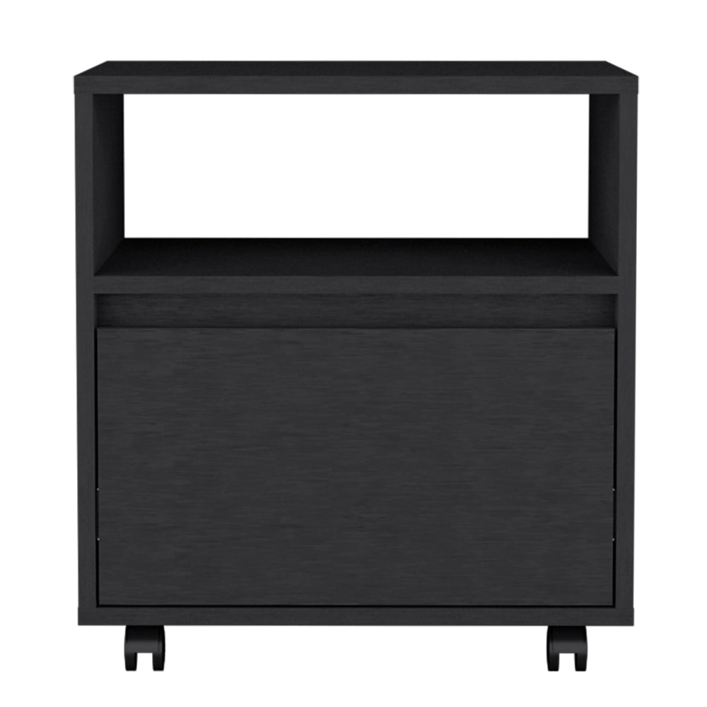 English Elm Milford Black 2-Piece Bedroom Set with 3-Drawer Dresser & Mobile Nightstand, Space-Saving Storage Design B092S00188