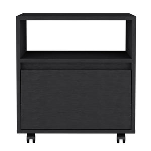 English Elm Milford Black 2-Piece Bedroom Set with 3-Drawer Dresser & Mobile Nightstand, Space-Saving Storage Design B092S00188