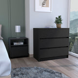 English Elm Milford 2 Piece Bedroom Set, Nightstand + Dresser, Black