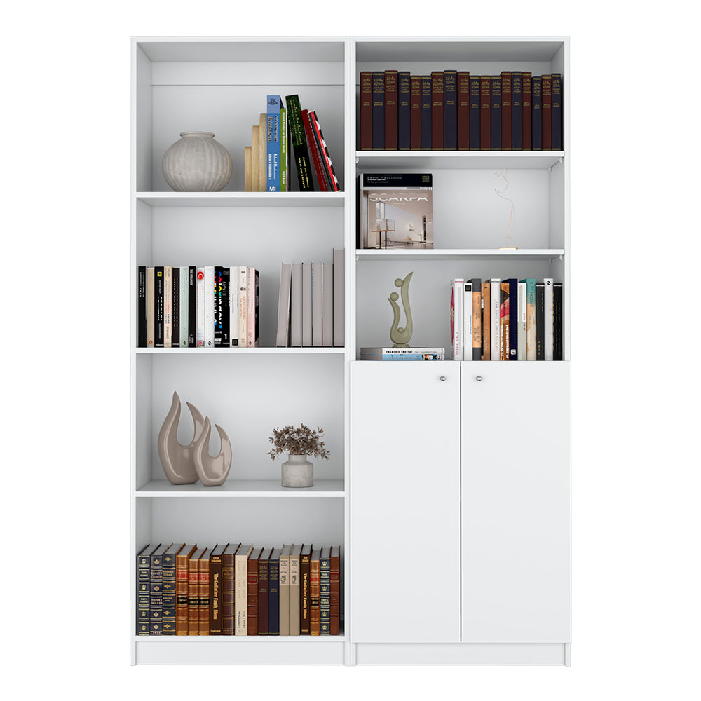 English Elm Veta White 2-Piece Living Room Set with Dual Bookcases — Versatile Shelving, Concealed Storage, Durable Finish B092S00184