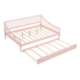June Full Size Daybed with Trundle and Support Legs, Pink