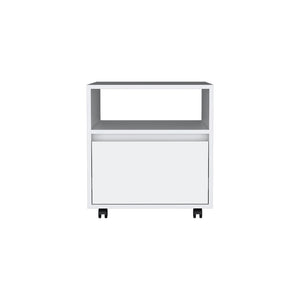 English Elm Milford 2 Piece Bedroom Set with Dresser & Rolling Nightstand, White Finish, Ample Storage Space B092S00187