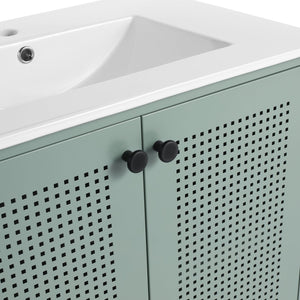 English Elm 30 Inch Freestanding Bathroom Vanity With Durable Ceramic Sink And Adjustable Shelving For Storage W999S00124