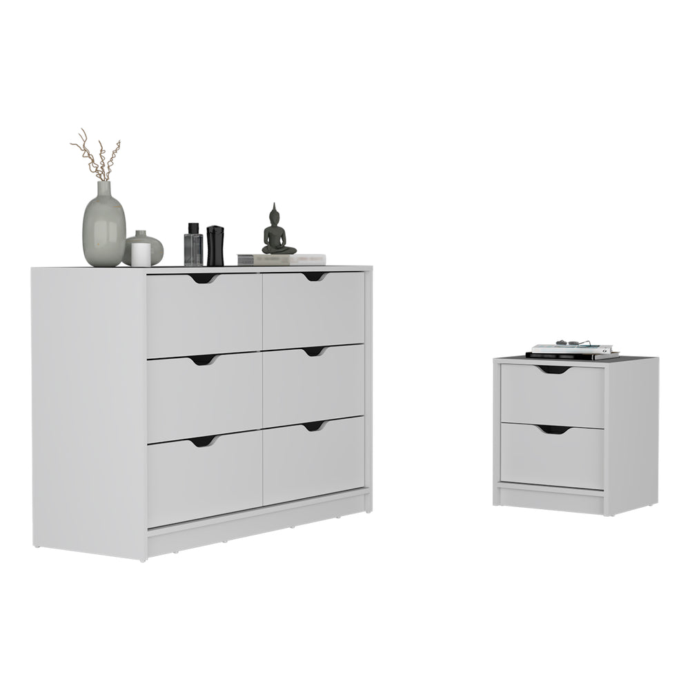 English Elm Bennett White 2-Piece Bedroom Set with Dresser & Nightstand, Smooth-Glide Drawers, Elegant Storage B092S00191