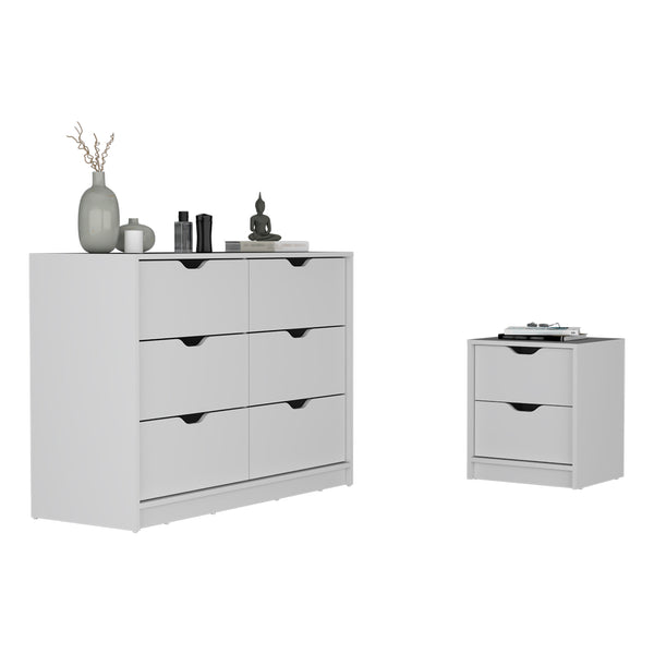 English Elm Bennett White 2-Piece Bedroom Set with Dresser & Nightstand, Smooth-Glide Drawers, Elegant Storage B092S00191