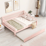Hearth and Haven June Full Size Daybed with Trundle and Support Legs, Pink GX002028AAH