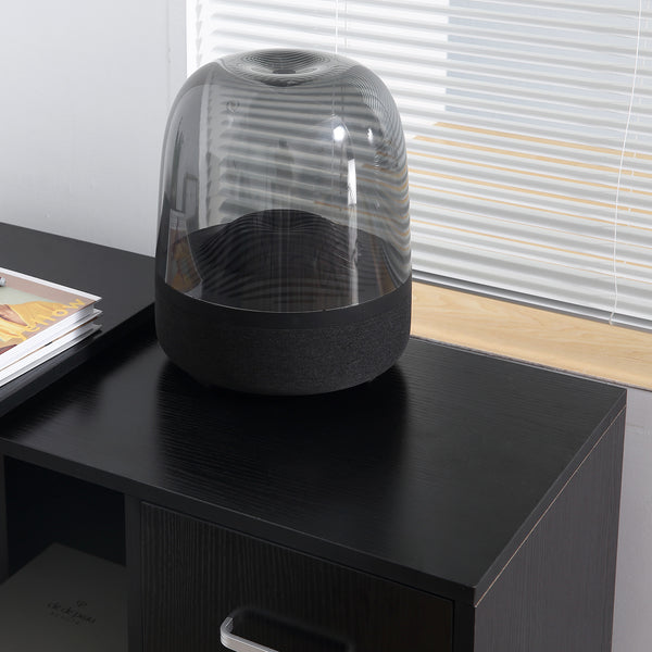 English Elm L L Shaped Computer Desk with 180° Rotation, Drawer, Cabinet & Shelves for Compact Home Office Space W2225142660