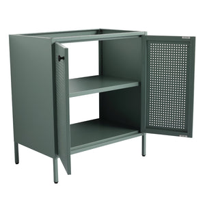 English Elm 30 Inch Steel Freestanding Bathroom Vanity Base with Perforated Doors Industrial Style W999P146149