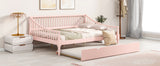 Hearth and Haven June Full Size Daybed with Trundle and Support Legs, Pink GX002028AAH
