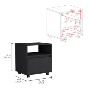 English Elm Milford Black 2-Piece Bedroom Set with 3-Drawer Dresser & Mobile Nightstand, Space-Saving Storage Design B092S00188