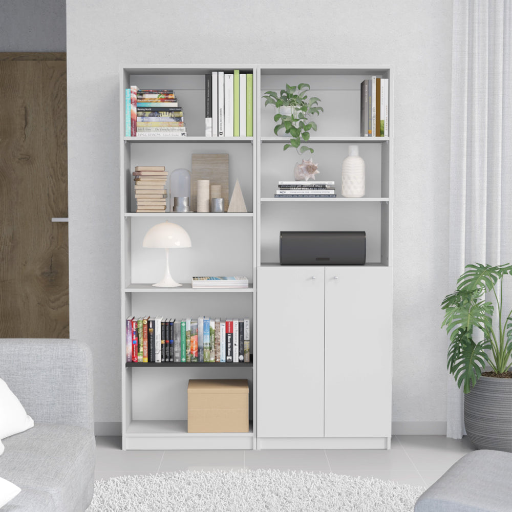 English Elm Paonia White 2-Piece Living Room Set with 2 Bookcases – Concealed & Open Shelving, Durable Design B092S00186