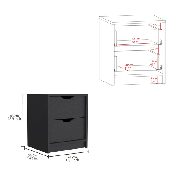 English Elm Bennett Black 2-Piece Bedroom Set with 6-Drawer Dresser & 2-Drawer Nightstand – Sleek Storage Solution B092S00192