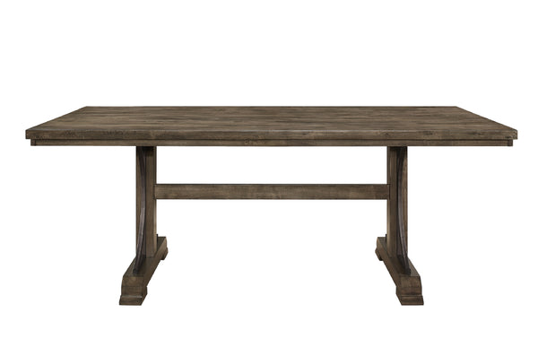English Elm 1pc Light Brown Trestle Dining Table 78.7" x 39.4" Industrial Curved Metal Accents Sturdy Centerpiece B011P206741