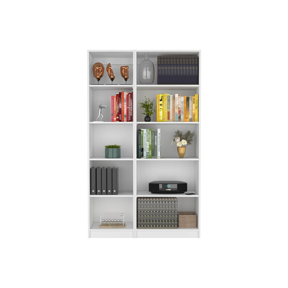 English Elm Idalia 2 Piece Living Room Set with Two White Bookcases, Modern Slim Design, Durable Particleboard Storage (96) B092S00185