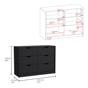 English Elm Bennett Black 2-Piece Bedroom Set with 6-Drawer Dresser & 2-Drawer Nightstand – Sleek Storage Solution B092S00192