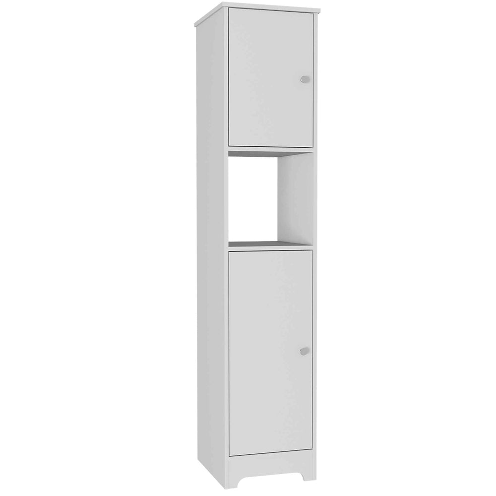 English Elm Charlotte Linen Cabinet 68" High Engineered Wood Storage with Two Doors, Four Shelves and Open Display Beige 71 L x 20 W x 3 H B128P148896