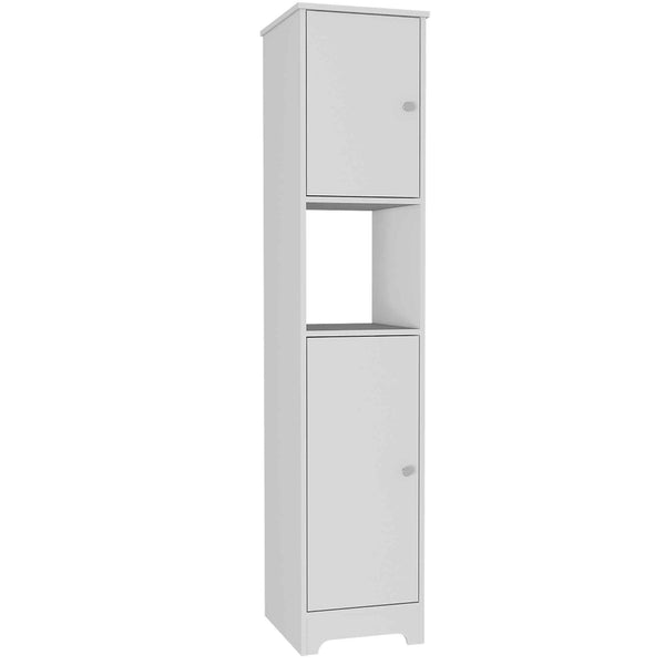 English Elm Charlotte Linen Cabinet 68" High Engineered Wood Storage with Two Doors, Four Shelves and Open Display White 70 L x 19 W x 4 H B128P148897