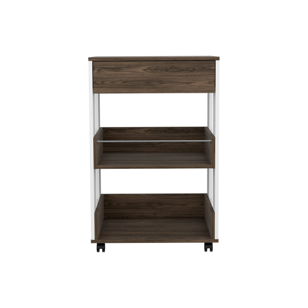 English Elm Dundee Engineered Wood Kitchen Cart with Countertop, Steel-Slide Drawer & Two Open Shelves - Multicolor B128P148708