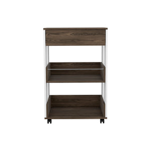 English Elm Dundee Engineered Wood Kitchen Cart with Countertop, Steel-Slide Drawer & Two Open Shelves - Multicolor B128P148708