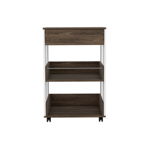 English Elm Dundee Engineered Wood Kitchen Cart with Countertop, Steel-Slide Drawer & Two Open Shelves - Multicolor B128P148708