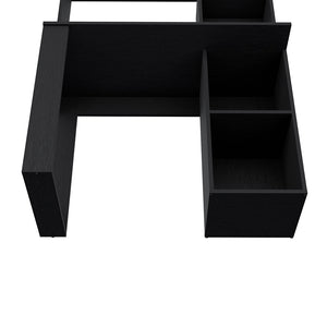 English Elm Carroll Compact Computer Desk with Hutch & 5 Storage Shelves, White or Black Finish, Durable Design B128P148682