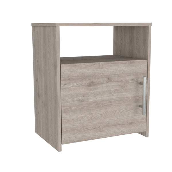 English Elm Bristol Beige Nightstand with Engineered Wood, 1 Cabinet & Shelf, Nickel Steel Handles, Compact Elegance B128P148673