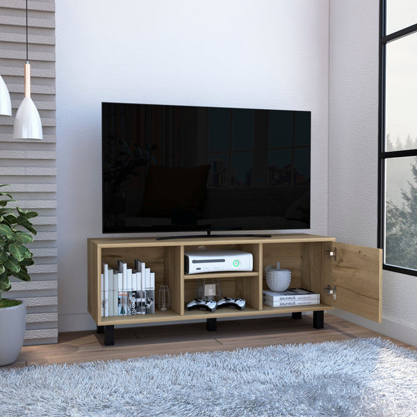 English Elm Rome Light Oak TV Stand for TVs up to 43" with Drawer, Open Shelves & Large Display Shelf, Compact Contemporary Design B128P148799