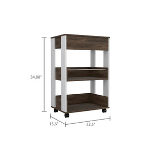 English Elm Dundee Engineered Wood Kitchen Cart with Countertop, Steel-Slide Drawer & Two Open Shelves - Multicolor B128P148708
