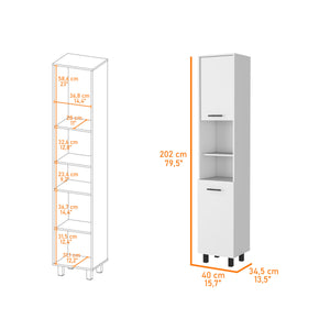 English Elm Sheffield Narrow 2-Door Pantry Cabinet with Adjustable Metal Legs, Tall Storage, Shelves, Space-Saver B128P148808