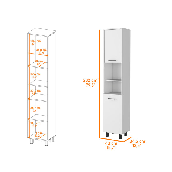 English Elm Sheffield Narrow 2-Door Pantry Cabinet with Adjustable Metal Legs, Tall Storage, Shelves, Space-Saver B128P148808