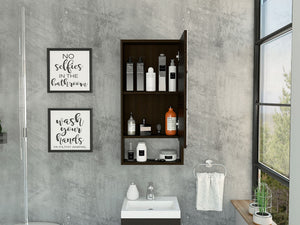 English Elm Modesto Mirrored Medicine Cabinet with Open Shelf and Two Interior Shelves for Bathroom Storage and Style Black 40 L x 21 W x 3 H B128P148753