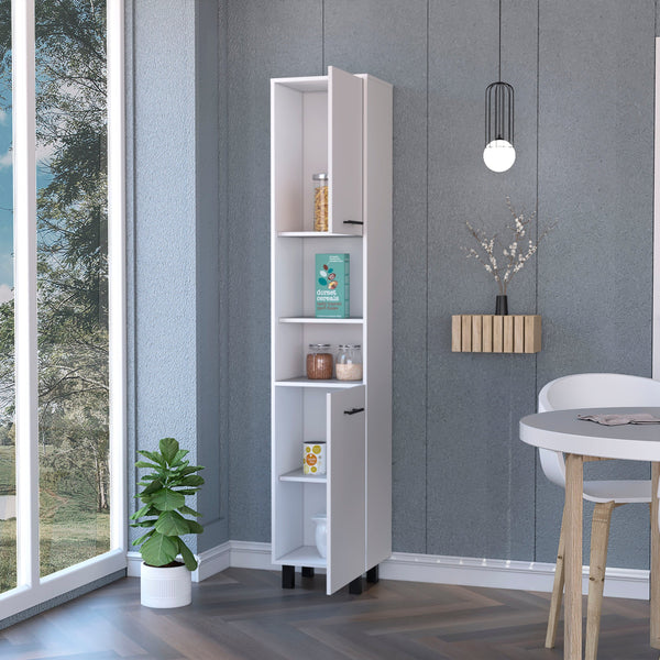 English Elm Sheffield Space-Saving 2-Door Pantry Cabinet — 15.7" Wide, Tall Top Shelf, 2 Middle & Bottom Shelves B128P148807