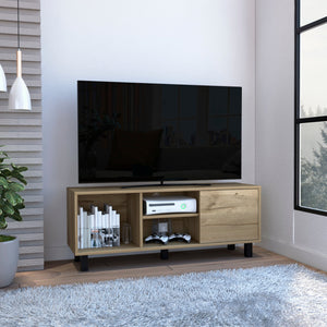 English Elm Rome Light Oak TV Stand for TVs up to 43" with Drawer, Open Shelves & Large Display Shelf, Compact Contemporary Design B128P148799