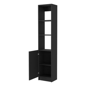 English Elm Kansas Linen Cabinet Black 63.8" Tall Slim Storage with 3 Open Shelves and Lower Concealed Cabinet for Bath B128P148725
