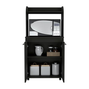 English Elm Rockford Kitchen Cart with Microwave Shelf, Double-Door Cabinet, Countertop & Smooth Caster Mobility Black 33 L x 31 W x 5 H B128P148798