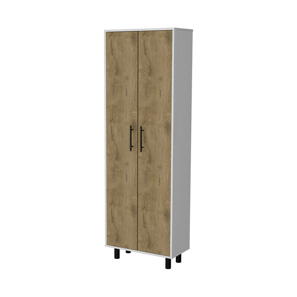English Elm Oklahoma Tall Pantry Cabinet White — 5-Shelf Cupboard Organizer with Metal Handles & Legs B128P148774