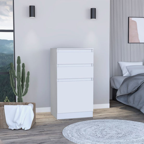 English Elm Celestial chic jewelry dresser with mirror, two drawers and single-door cabinet for elegant storage and decor White 51 L x 26 W x 5 H B128P148686